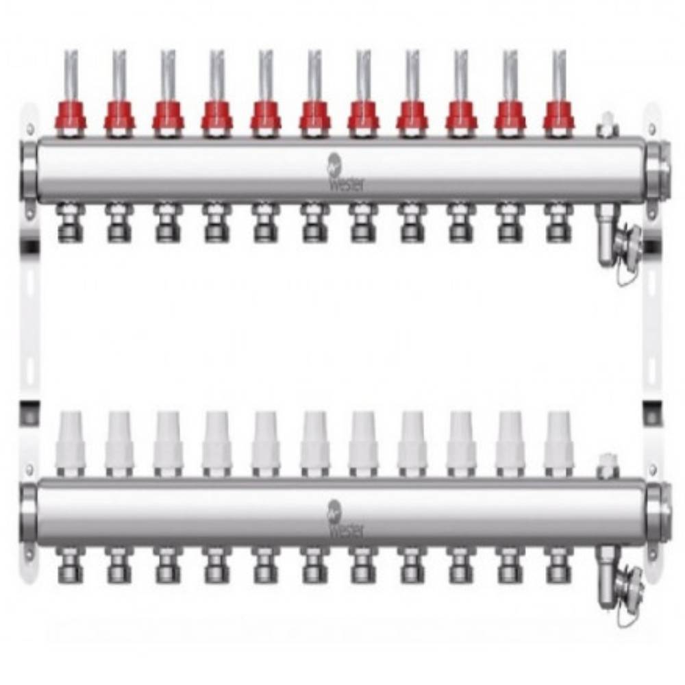 Коллекторный блок Wester W902 с расходомерами из нержавеющей стали 1x3/4 на 11 выходов W902.11