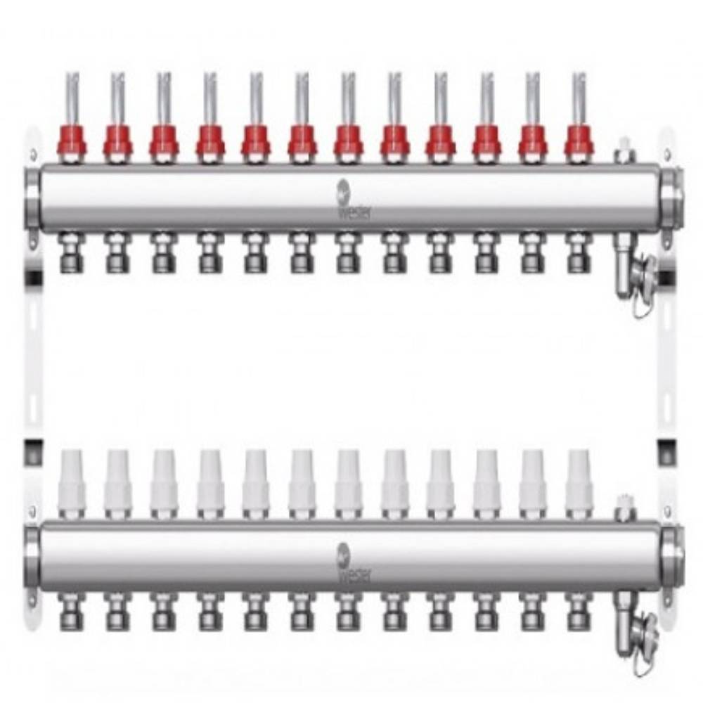 Коллекторный блок Wester W902 с расходомерами из нержавеющей стали 1x3/4 на 12 выходов W902.12