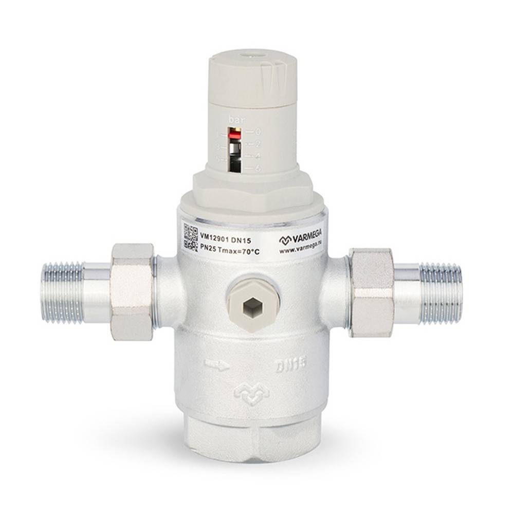 Редуктор давления VARMEGA мембранный 1/2 PN25 с разъемными соединениями VM12901