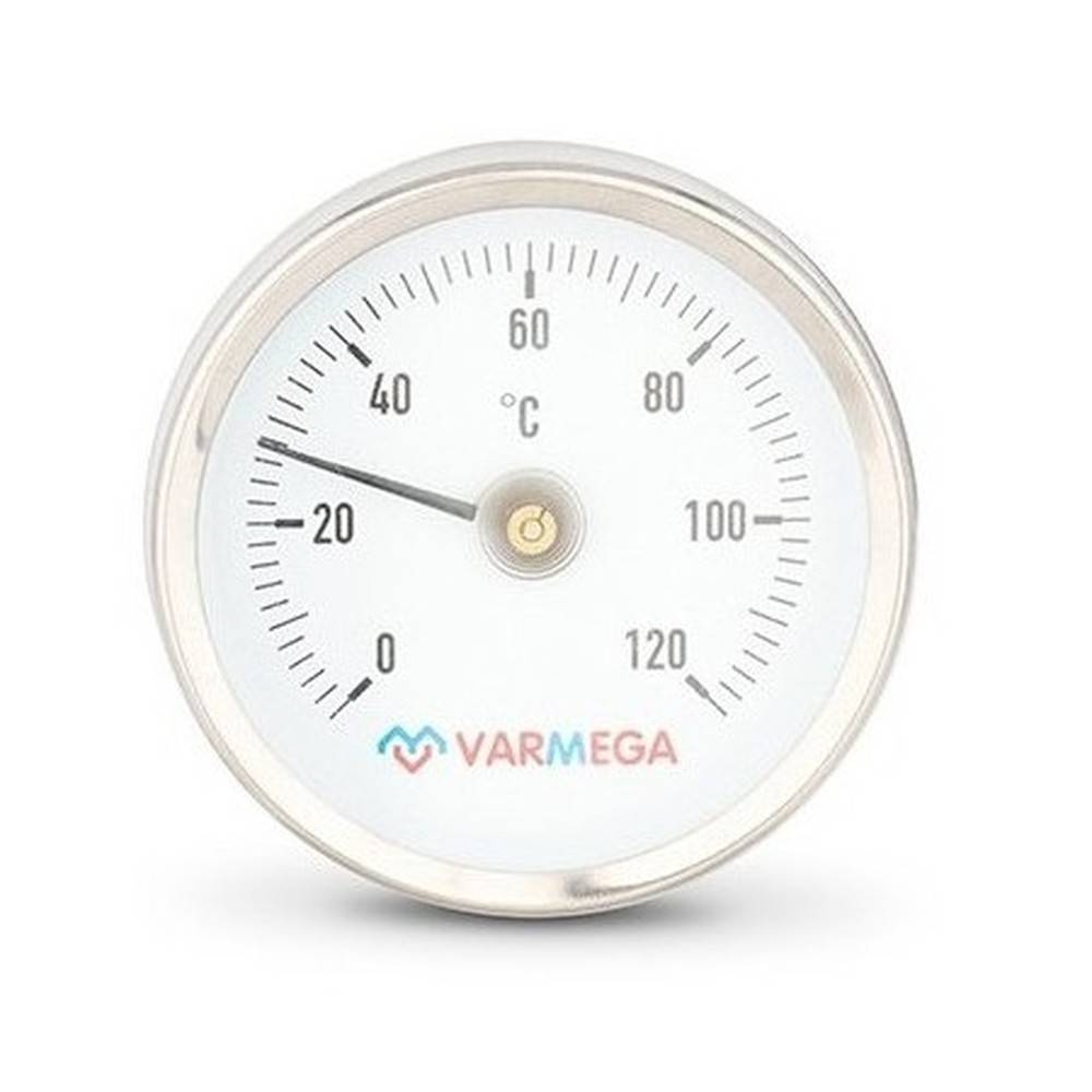 Термометр биметаллический накладной Varmega 0-120 °C 80 мм с пружиной VMMT05-805000