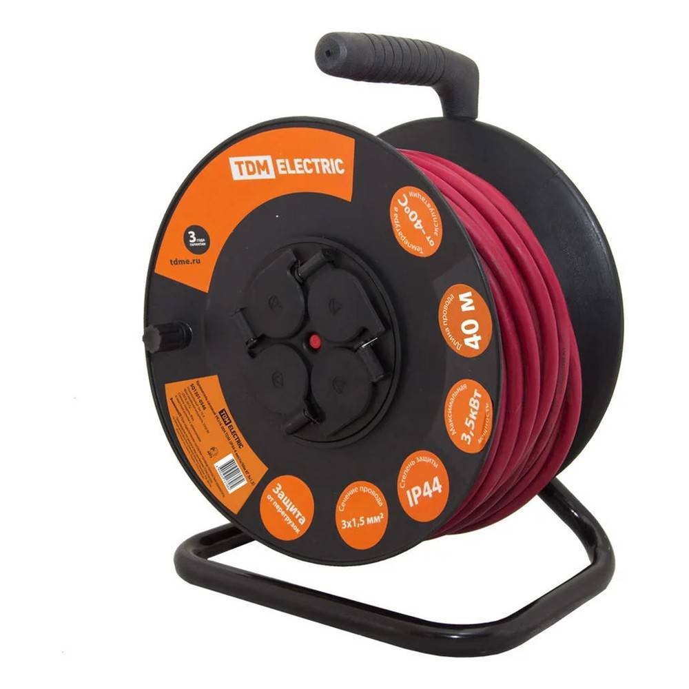 Удлинитель силовой на катушке TDM ELECTRIC УКз16-004 40 м 3х1.5 мм2 IP44 SQ1301-0545