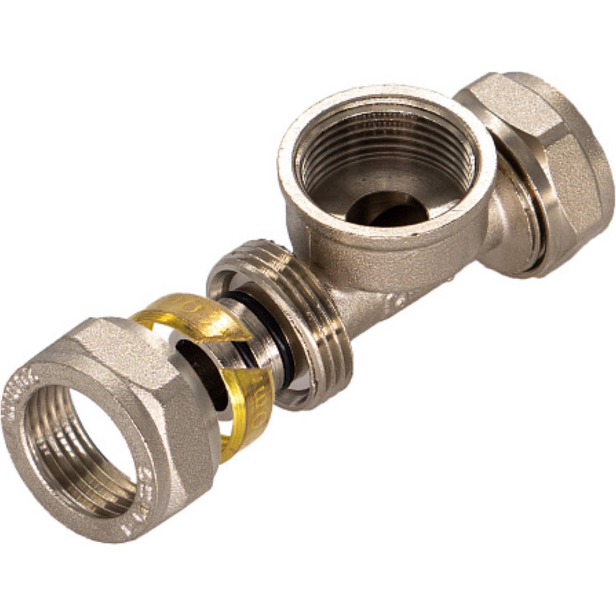 Тройник обжимной CTM 16х1/2х16 мм ВР для металлопластиковых труб CTF01612