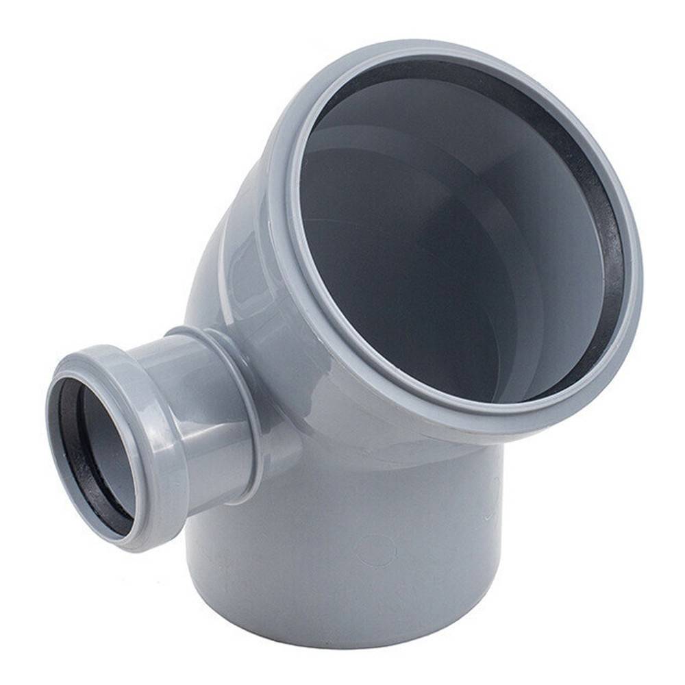 Отвод для внутренней канализации Политэк 110 мм 45° с выходом 50 мм левый 1306825