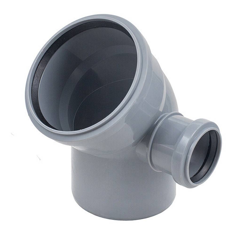 Отвод для внутренней канализации Политэк 110 мм 45° с выходом 50 мм правый 1306827