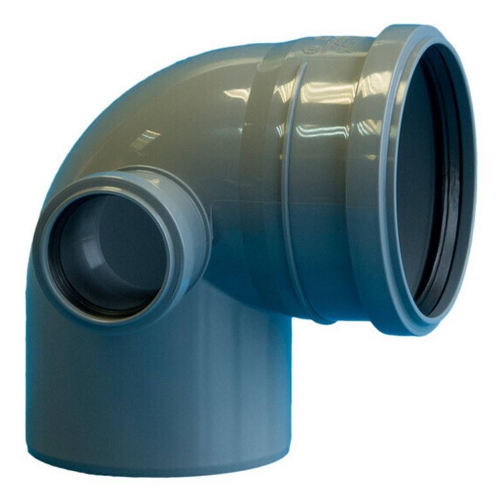 Отвод для внутренней канализации Политэк 110 мм 90° с выходом 50 мм левый 1306828