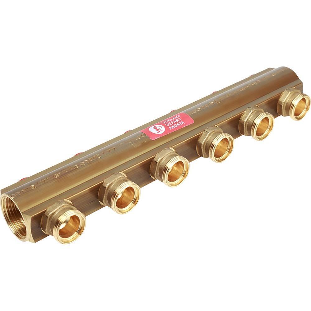 Коллектор Giacomini R553S 1 x 3/4 Евроконус на 6 выходов с отсечными клапанами R553SY046