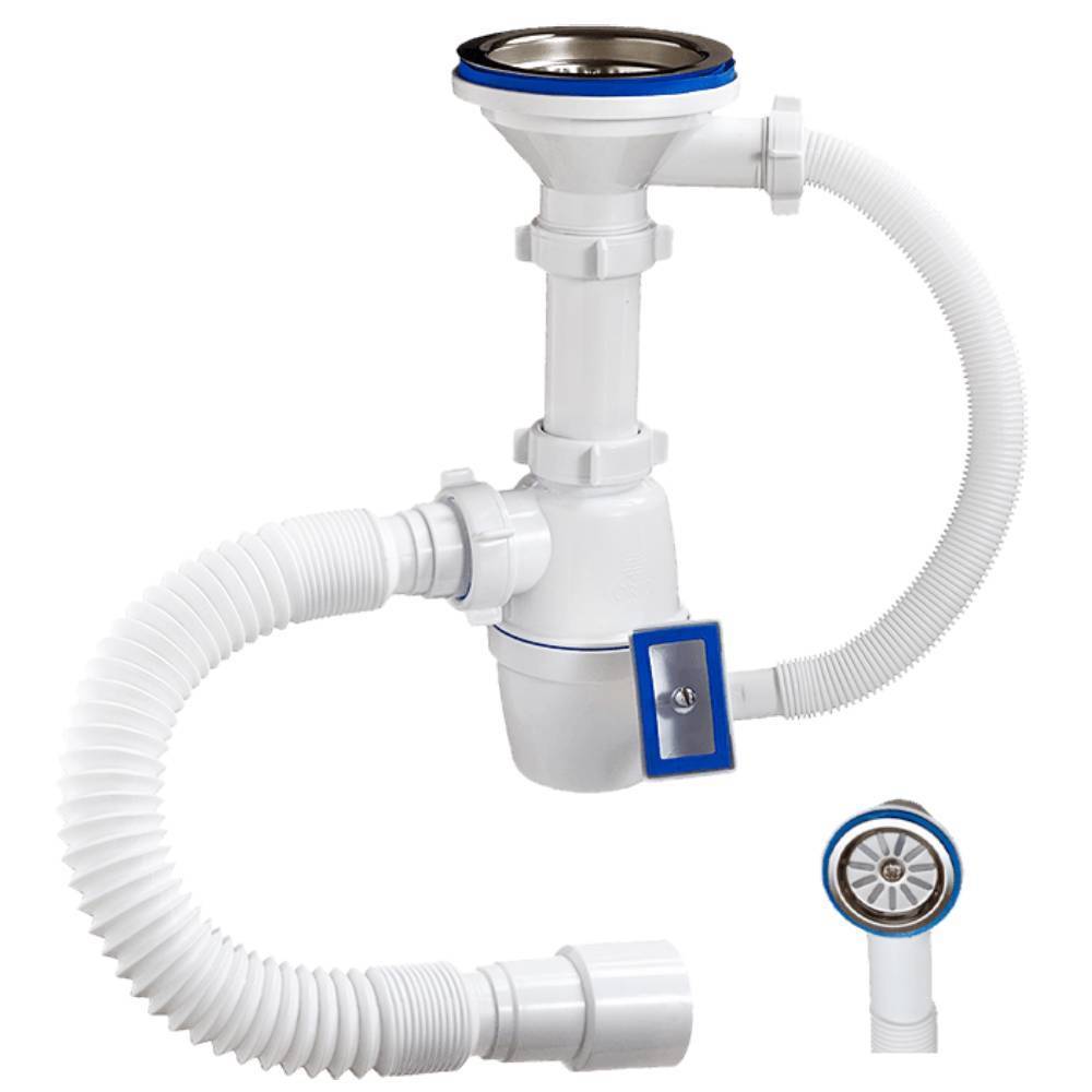 Сифон для мойки ORIO A-45079 3 1/2х40 мм с переливом и гибкой трубой A-45079