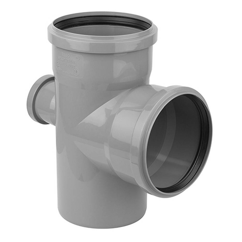 Крестовина одноплоскостная TEBO для внутренней канализации 50x50x50 мм 87.5° серая 013020535