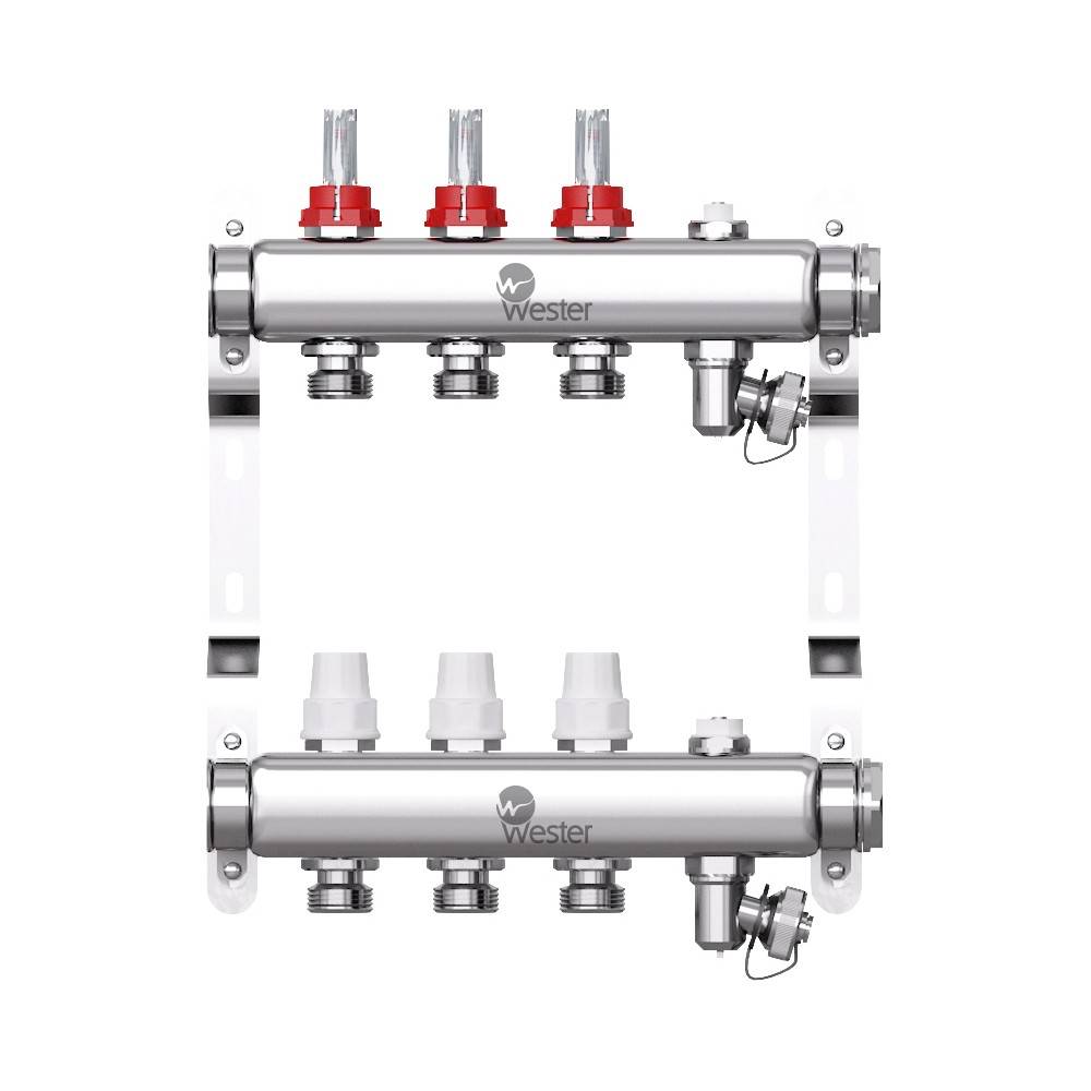 Коллекторная группа с расходомерами Wester MUFS 1х3/4 3 выхода MUFS03