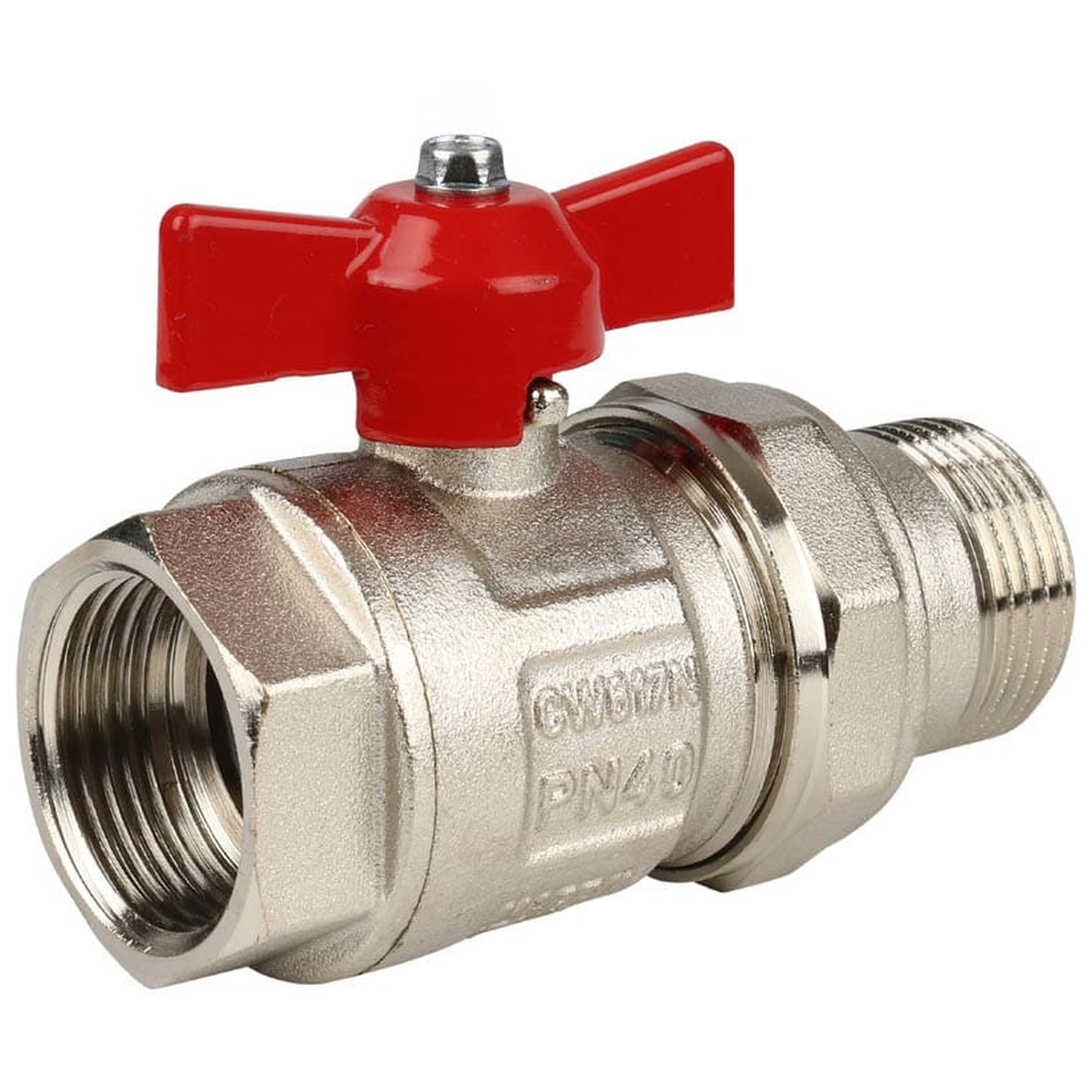 Кран шаровой Itap IDEAL 1 дюйм ВР-НР с накидной гайкой ручка-бабочка 0980100