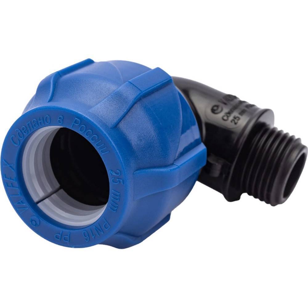 Отвод компрессионный Valfex ПНД с наружной резьбой 25х1/2 1425701