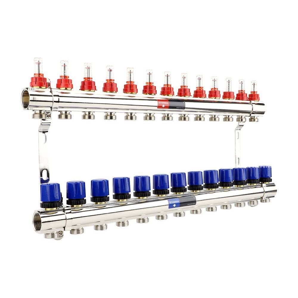 Группа коллекторная Varmega 1 x 13 выходов 3/4 EK с расходомерами латунь VM15413