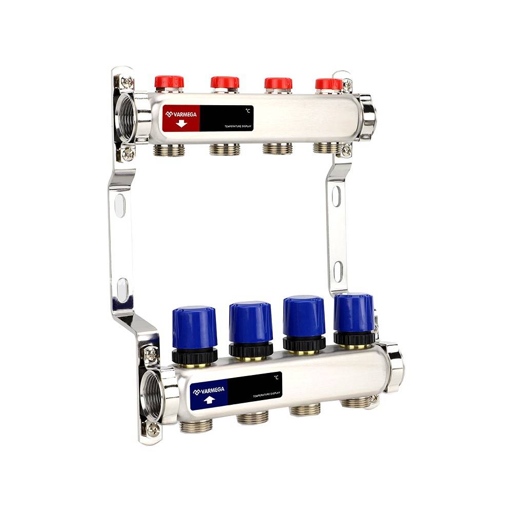 Коллекторная группа Varmega из нержавеющей стали 1 x 3/4 EK 4 контура VM15504