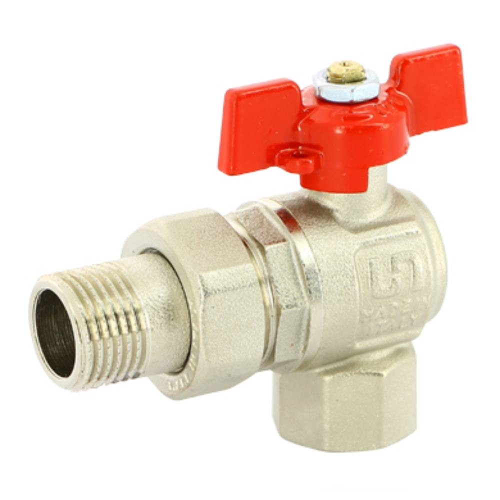 Кран шаровой угловой Uni-Fitt 3/4 НВ с разъемным соединением бабочка 133T3000