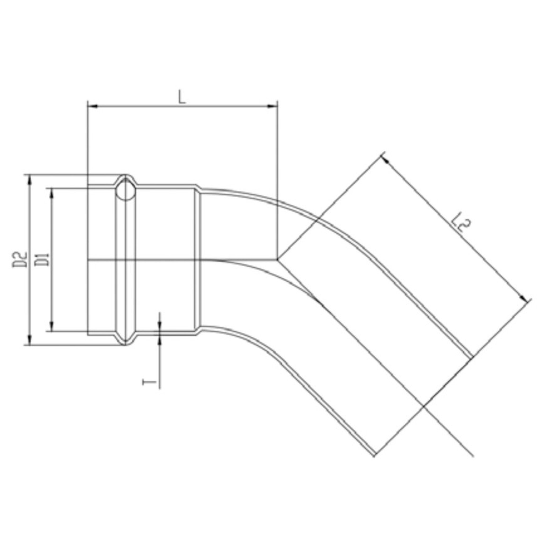 Уголок пресс 45° VIEIR VER-PRO однораструбный нержавеющая сталь 22 мм НС-1451018