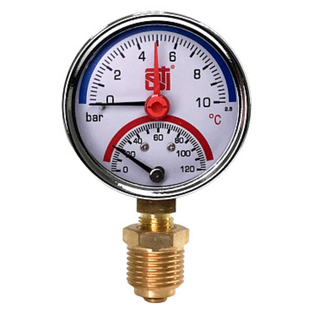 Термоманометр радиальный STI 63 мм 10 бар 1/2 1737009