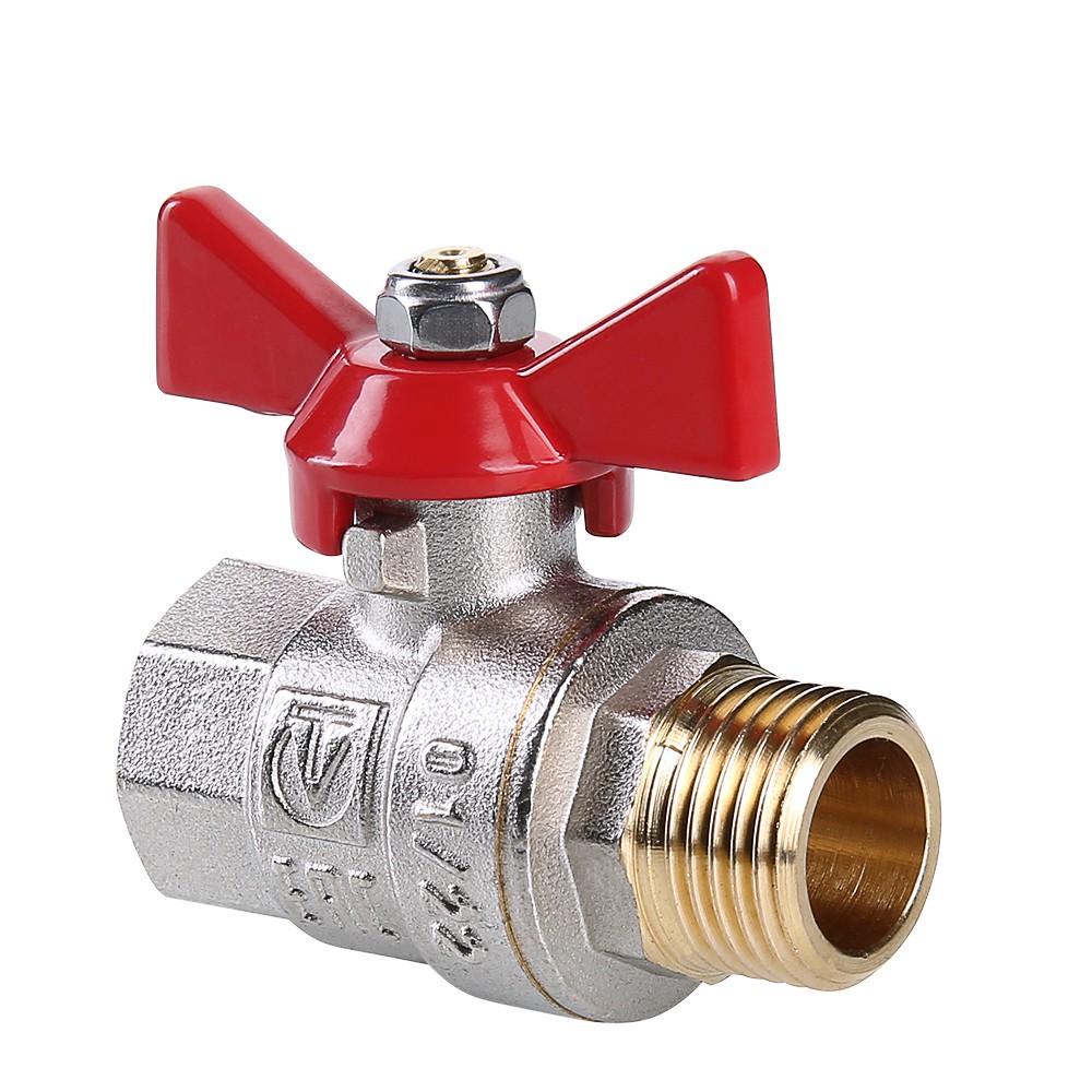 Кран шаровой Valtec BASE 1/2 дюйма ВР-НР бабочка VT.218.N.04