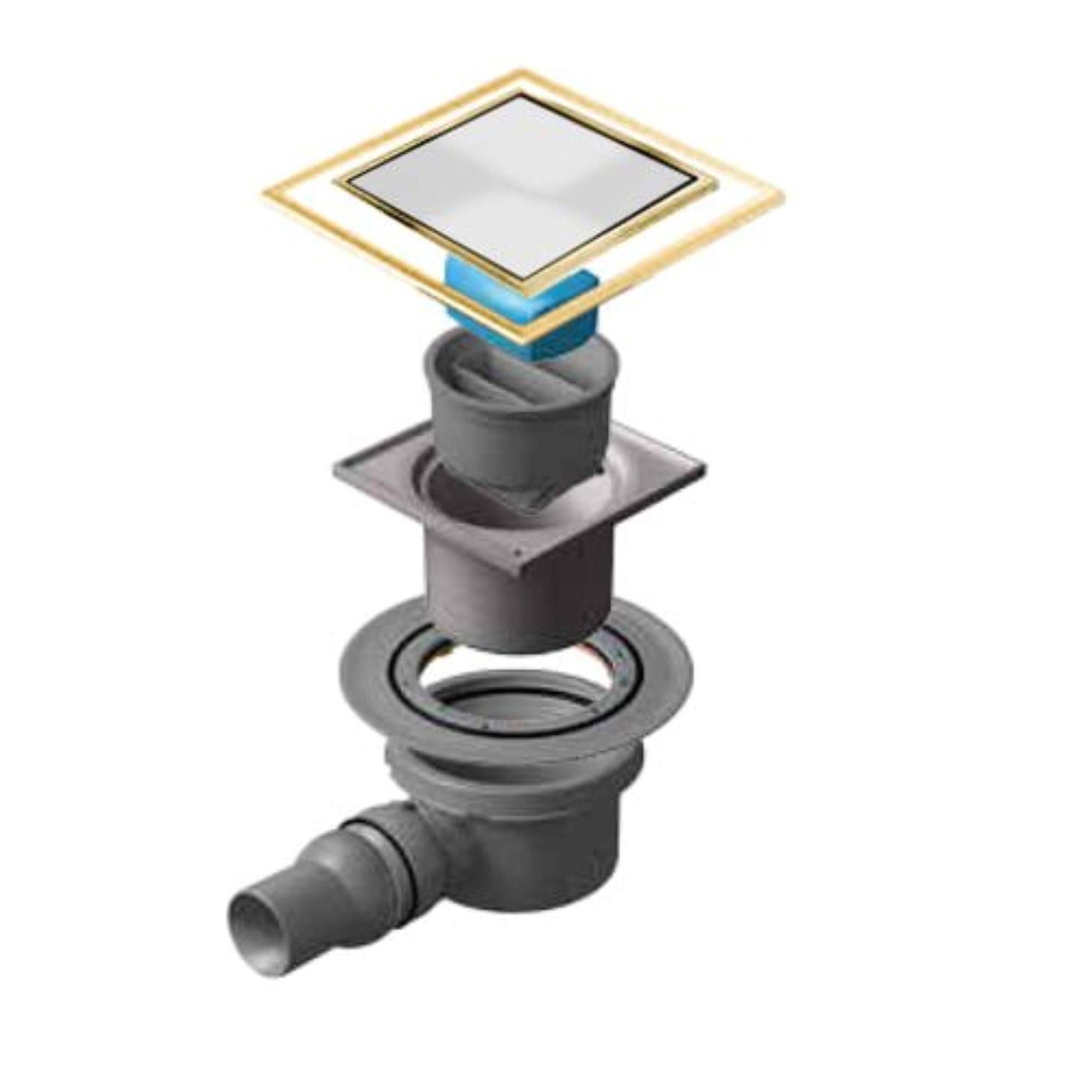 Трап для душа точечный PESTAN Confluo Standard 10х10 Dry 1 White Glass Gold 13000115