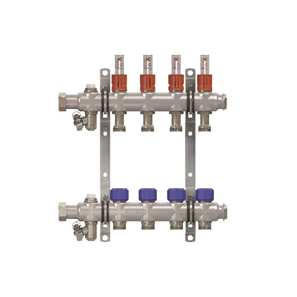 Коллекторная группа Elsen 1 x 6 x 3/4 с вентилями нержавеющая сталь EMG01.06
