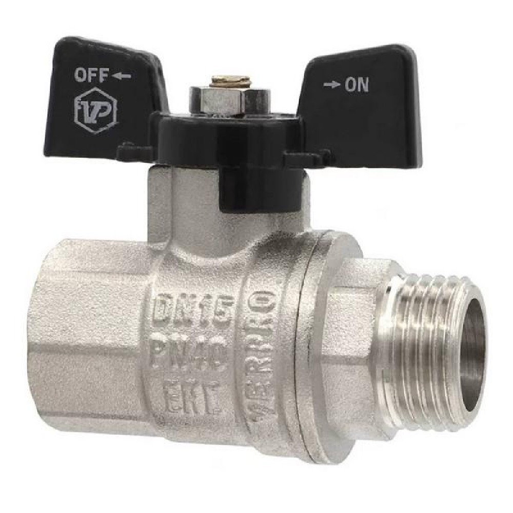 Кран шаровой ViEiR 3/4 дюйма ВВ рычаг никелированный VR200-02