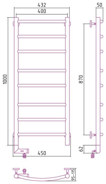 Полотенцесушитель электрический Сунержа Галант 2.0 400x1000 мм левый золото 03-5200-1040