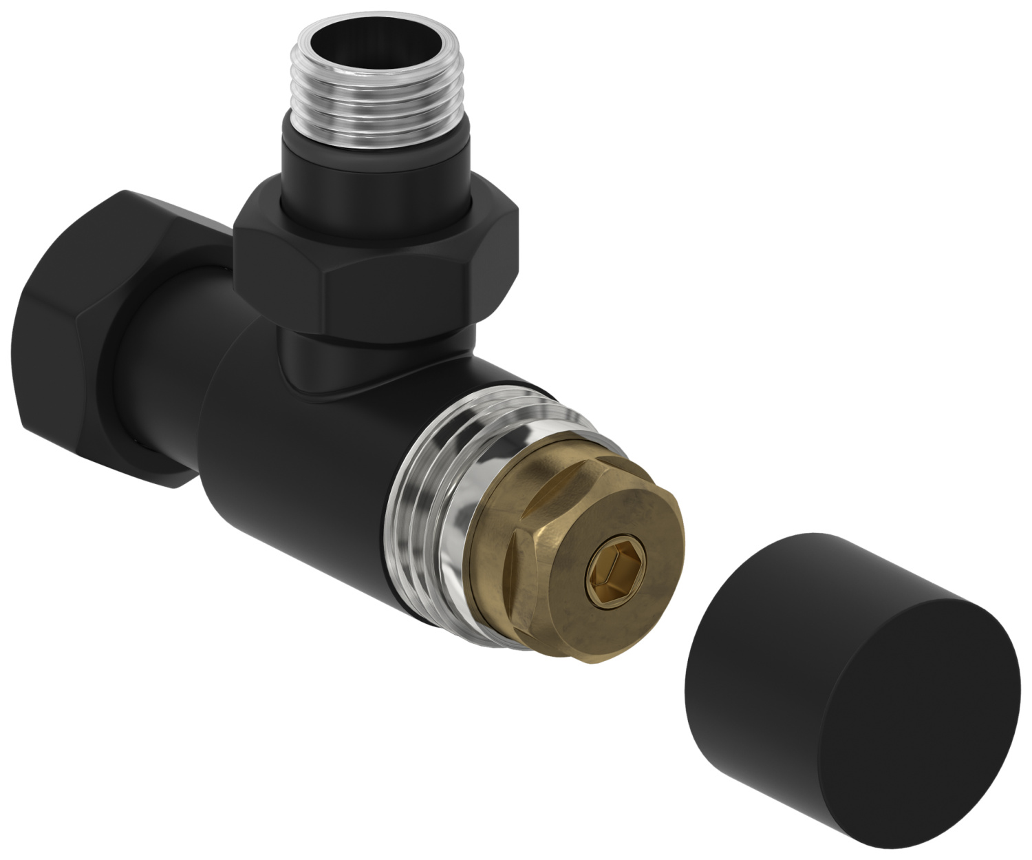 Вентиль регулирующий угловой Сунержа под шестигранник G 1/2 x G 3/4 чёрный матовый 31-1404-1234