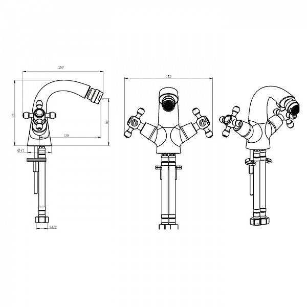 Смеситель для биде Boheme Flora бронза матовая 316-FL