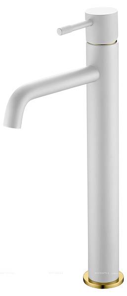 Смеситель для раковины Boheme Uno высокий белый матовый/золото 462-WG