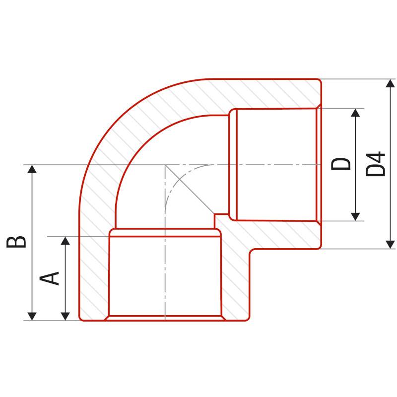Угольник 90° полипропиленовый FV-Plast 16 мм AA202016000