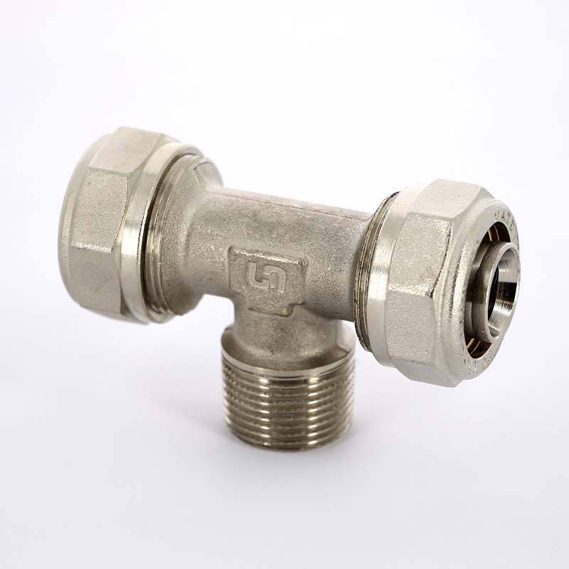 Тройник обжимной Uni-Fitt никелированный 26x3/4x26 наружная резьба 668N8380