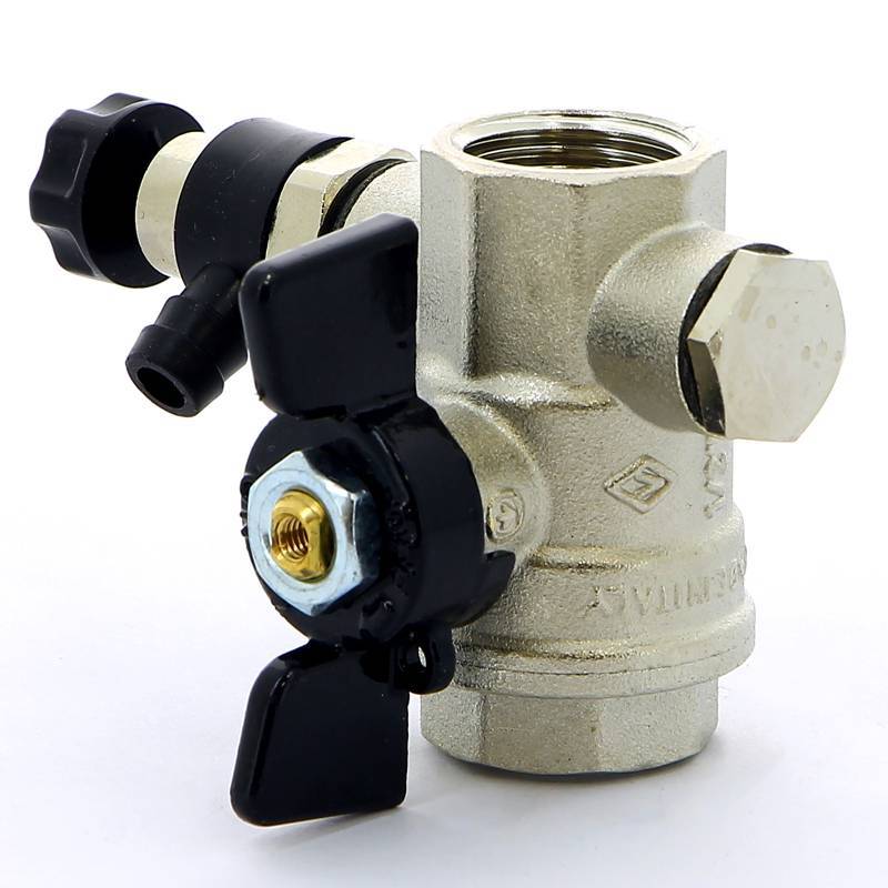 Кран шаровой Bugatti Oregon 332 ВВ с дренажным вентилем и заглушкой бабочка 1/2 03320009