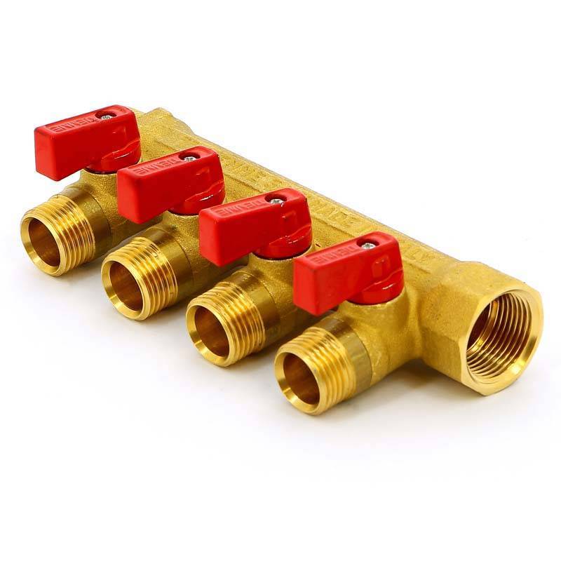 Коллектор с отсечными кранами Tiemme 1820 3/4х1/2 4 выхода 36 мм 1820020