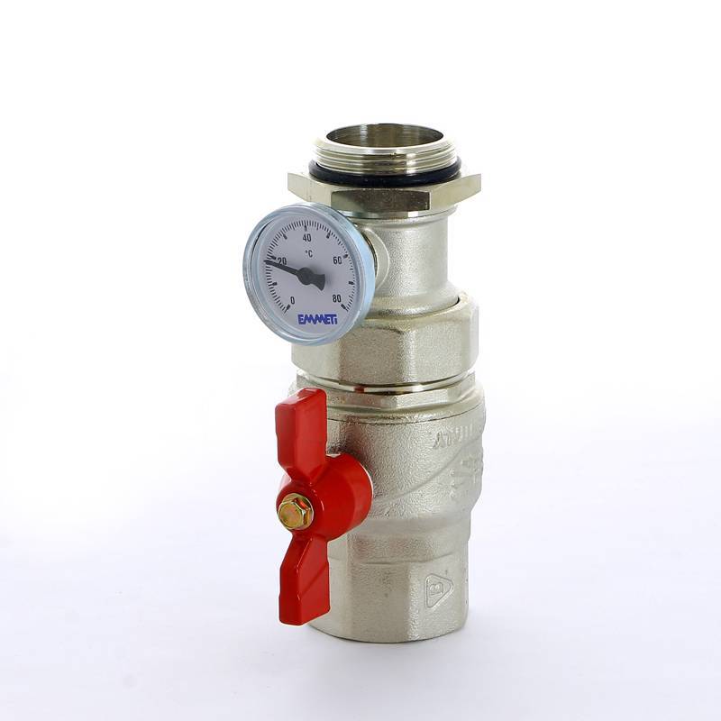 Комплект шаровых кранов Emmeti Progress 1 1/4 НВ с термометром 2 шт 01306132