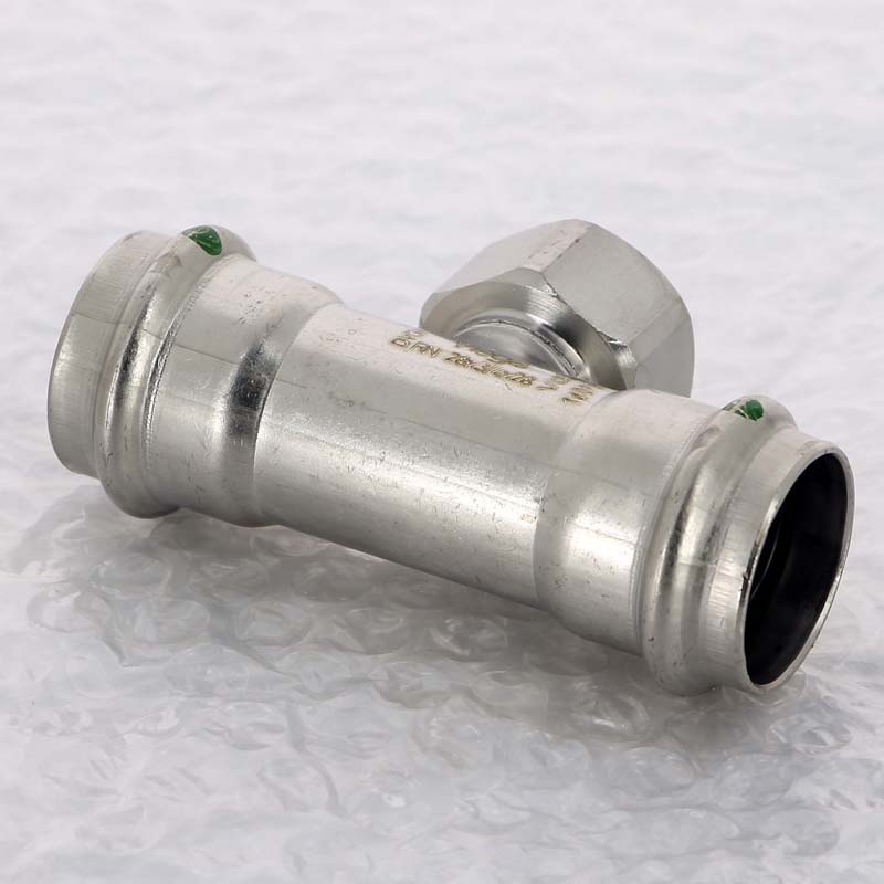 Тройник пресс Sanpress Inox Viega нержавеющая сталь 28х3/4х28 мм ВР 437206