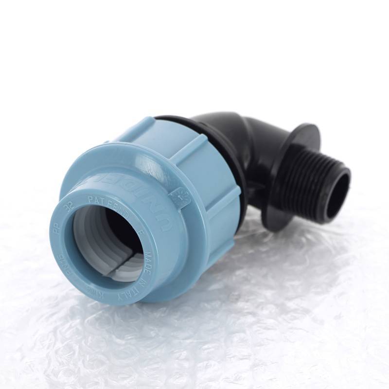 Угольник обжимной для труб ПНД Unidelta Deltone 32х3/4 наружная резьба 1008032003