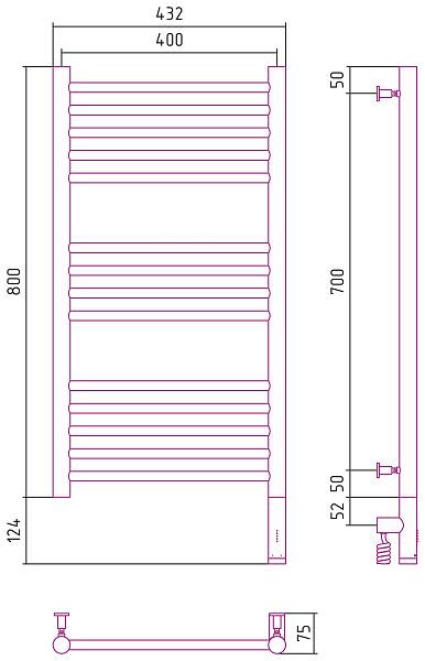 Полотенцесушитель электрический Сунержа Богема 3.0 400x800 мм правый белый 12-5805-8040