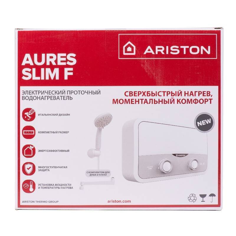 Водонагреватель электрический проточный Ariston AURES SF 5.5 COM 5.5 кВт душевая лейка и кран 3520018