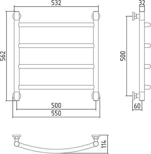 Полотенцесушитель водяной Сунержа Галант+ 500x500 мм без покрытия 00-0200-5050