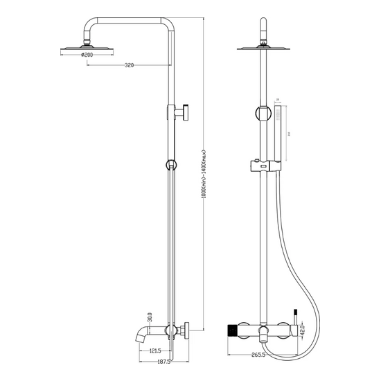 Душевая стойка Boheme Uno с верхним душем белый матовый/золото матовое 468-WG