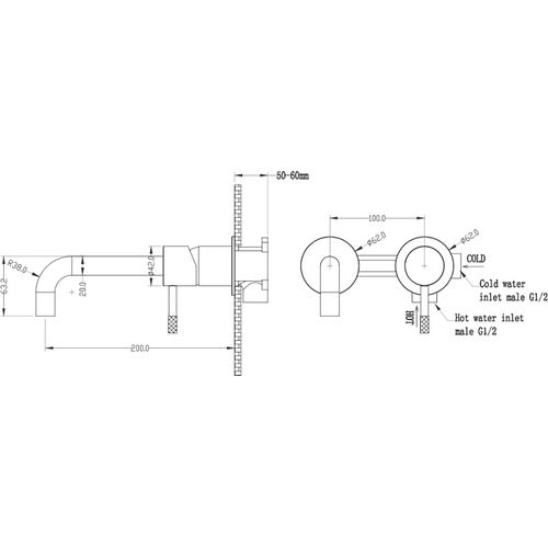 Смеситель для раковины Boheme Uno встраиваемый с внутренней частью белый матовый/золото 465-WG