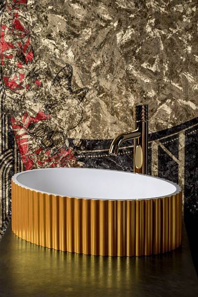 Раковина мебельная Boheme Monaco 50х35х14 см овальная золото 878-G