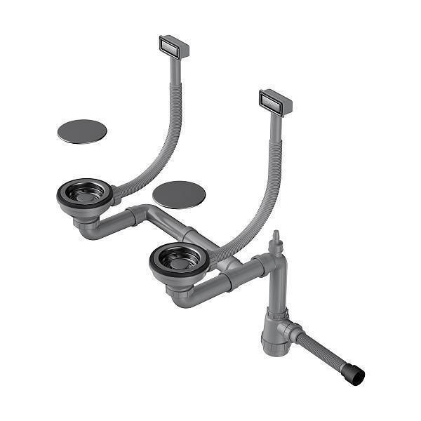 Арматура для двухчашевых моек Omoikiri WK-2C-GM прямоугольный перелив вороненая сталь 4956498