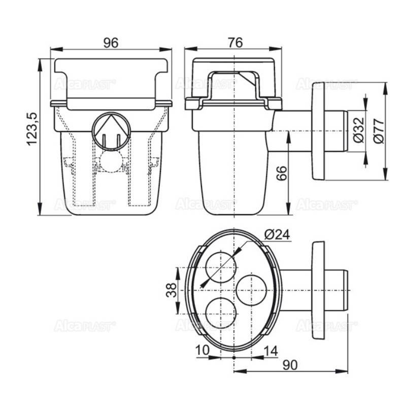 Сифон для раковины Alcaplast A410 бутылочный 1 1/4 x 32 мм белый A410