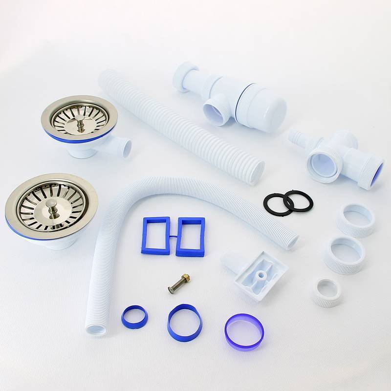 Сифон для двойной мойки Wirquin Элит 1 1/2 х 40 мм чашки 114 мм с отводом и прямоугольным переливом 30986154