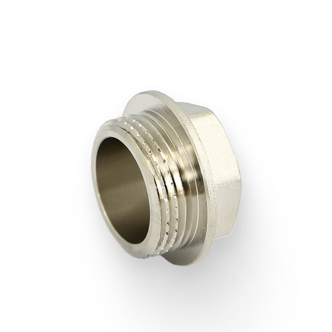 Заглушка резьбовая наружная General Fittings 3/4 со шляпкой под плоскую прокладку никелированная 509608