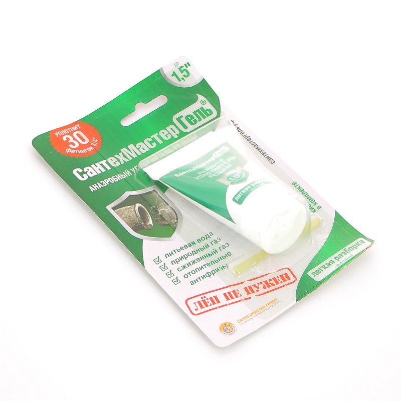 Анаэробный герметик Сантехмастер гель, 15 г, зелёный, блистер