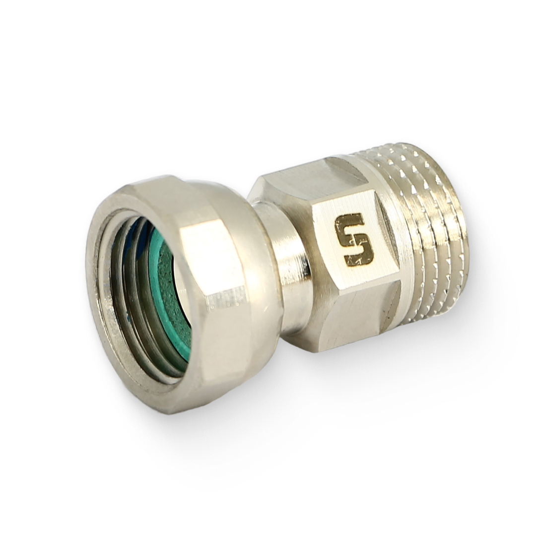 Соединение с накидной гайкой Uni-Fitt НВ 1/2 с плоской прокладкой и обратным клапаном никелированное 622N3300