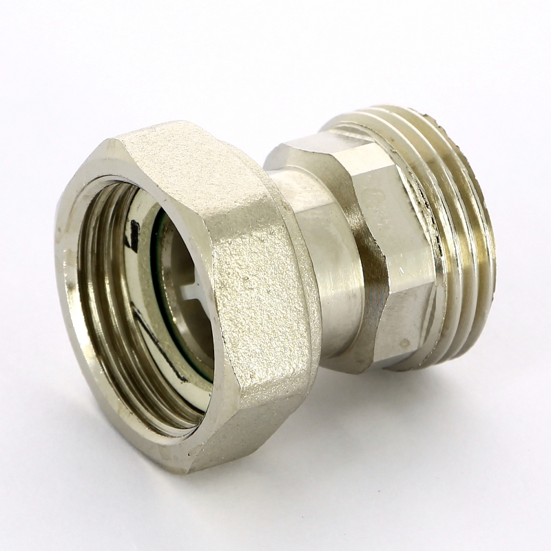 Соединение с накидной гайкой  НВ 1 с плоской прокладкой и обратным клапаном никелиров