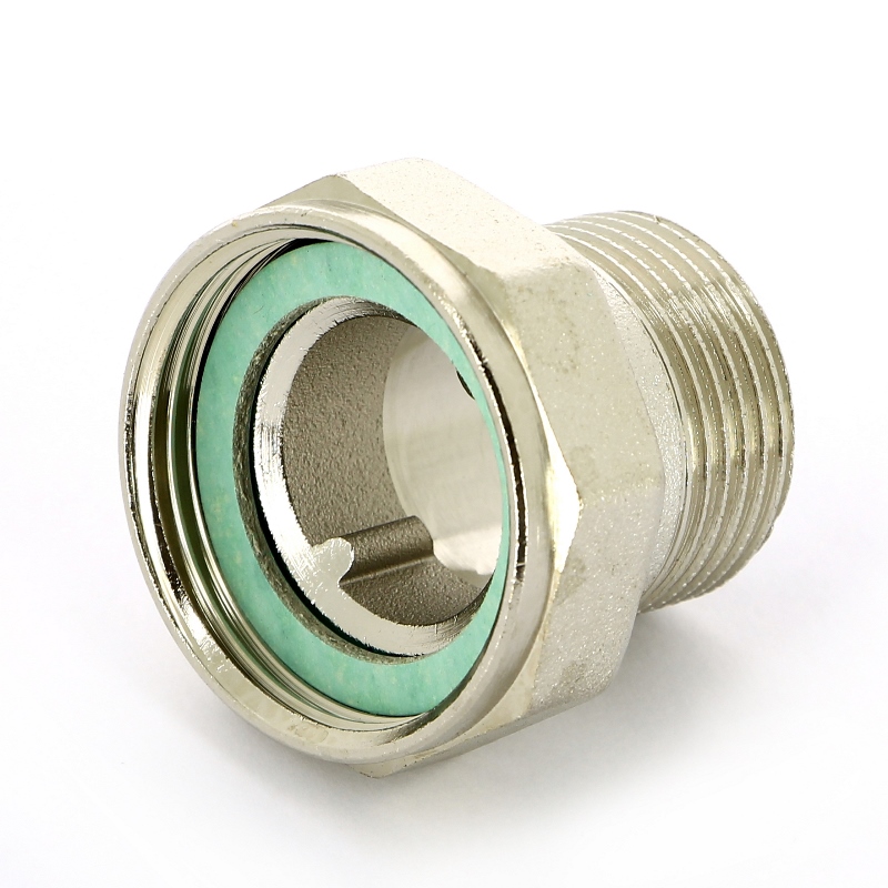 Соединение с накидной гайкой НВ 1x1 1/4 с плоской прокладкой никелированное