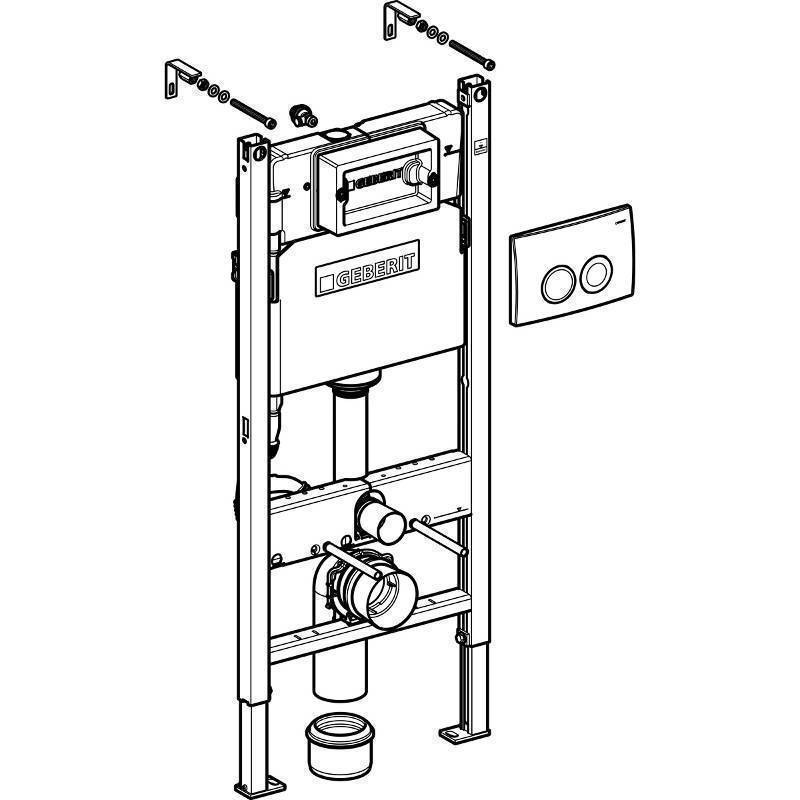 Система инсталляции для унитаза Geberit Duofix 112 см с бачком Delta 12 см и клавишей Delta21 хром 458.124.21.1